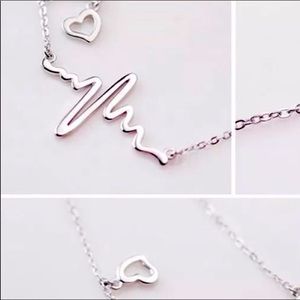 Heartbeat ❤️Necklace, Silver Tone NWOT